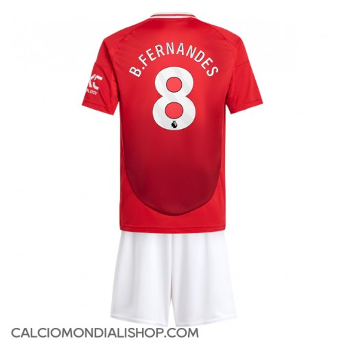 Maglie da calcio Manchester United Bruno Fernandes #8 Prima Maglia Bambino 2024-25 Manica Corta (+ Pantaloni corti)